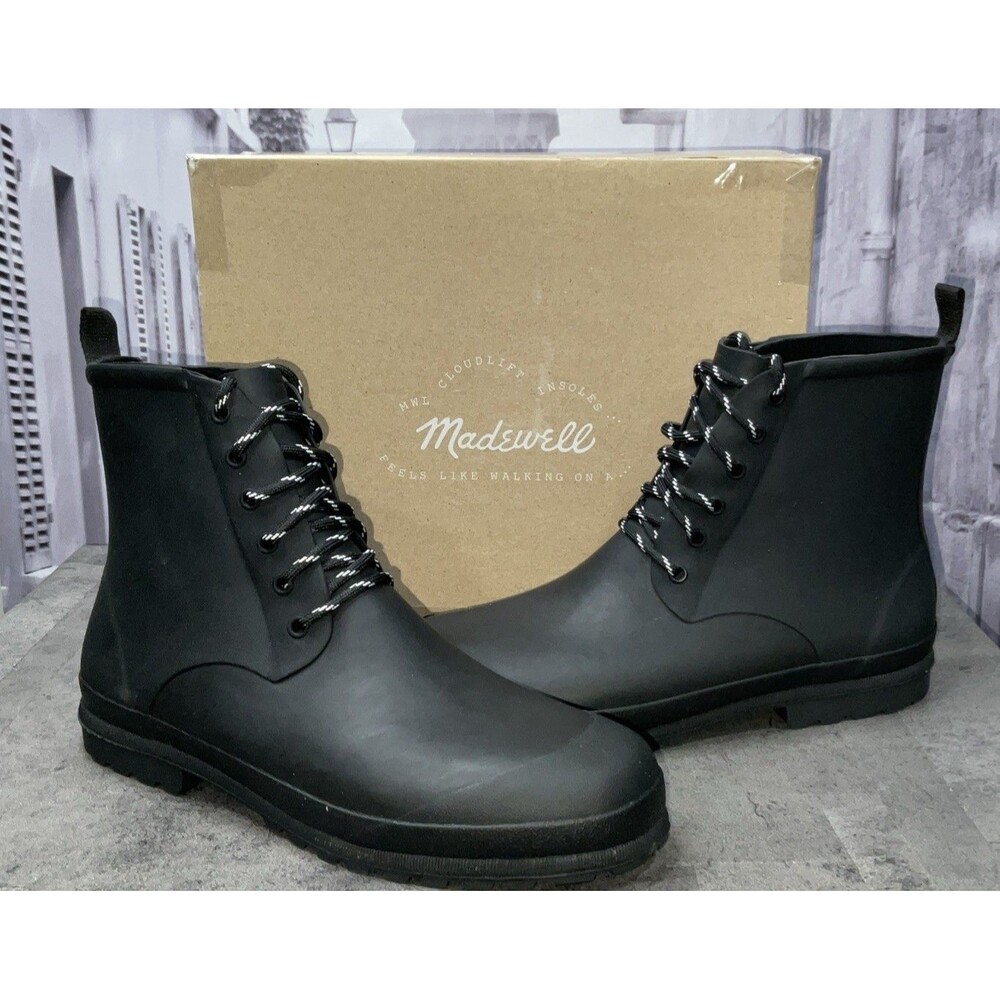 Madewell Lace-up Rain Boot True Black Size 11
